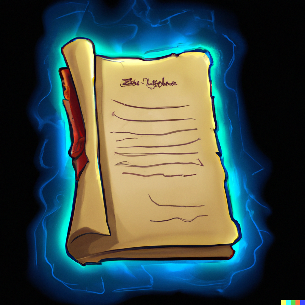 A old magic manuscript glowing in the dark cartoon style scooby.doo